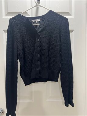 Madewell Black Textured Knit Button-Front Cardigan
